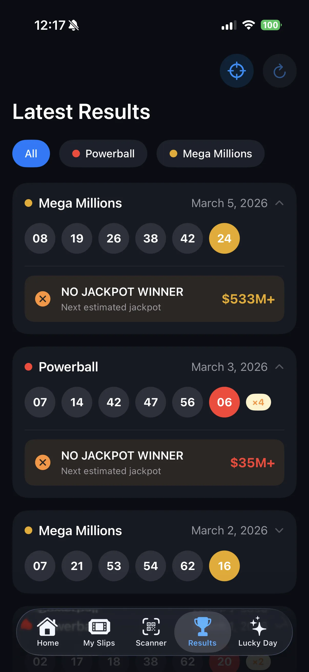 Ticket scanner checking lottery results instantly